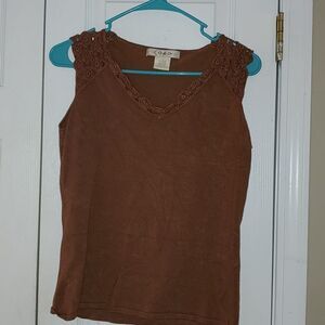 Como brown light weight sleeveless brown sweater  Sz M